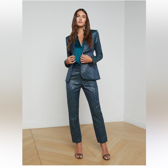 Customized Teal Multi print 2 piece Blazer and Trouser Set - Picture 10 of 13